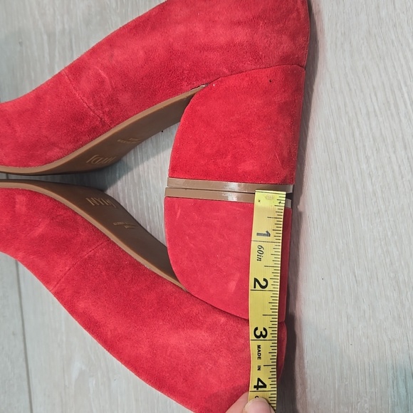 NYDJ Women Solimar Red Block Heel Suede Heels The Pointed Toe Shoes 9M - Picture 8 of 13